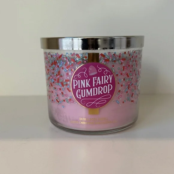 Bath & Body Works Pink Fairy Gumdrop Candle with Silver Lid - Picture 1 of 3